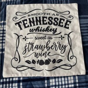 Pillow Cover. 17.5x17.5. Tennessee Whiskey. Canvas fabric